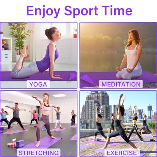 Audasi Yoga Mat Towel Yoga Towel Non Slip Hot Yoga with Mesh Carrying Bag 183 * 63cm Large Gym Towels Quick Dry Portable Breathable Yoga Mat Towel for Bikram Pilates Gym Workout(purple) — view 5