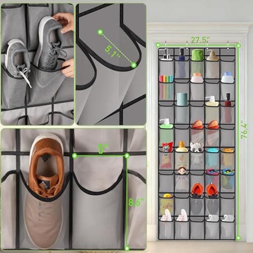Over the Door Shoe Organiser, 40 Pocket Hanging Shoe Holder for Bedroom — view 3