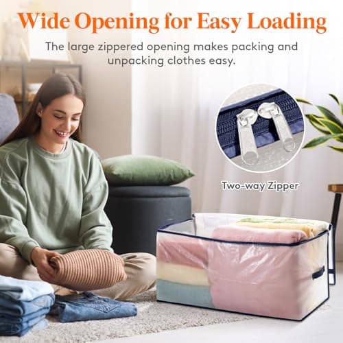 Lifewit 6 Pack Large Moving Bags with Lids and Sturdy Handles, 90L Heavy Duty Packing Organizers for Moving House, Clothes Bedding Blanket Comforter Toys Storage Bags, Transparent — view 4