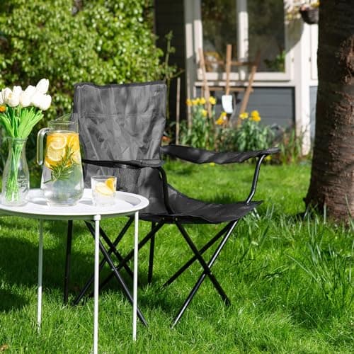Harbour Housewares Folding Camping Chairs - Black - Pack of 4 - Canvas Outdoor Lawn Seat for Picnic, Garden, Beach, Hiking, Fishing — view 2