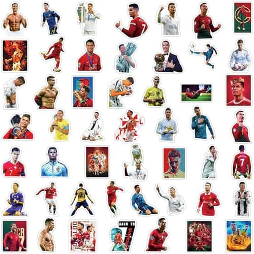 50Pcs Football Star Stickers, Soccer Player(C) Stickers, Vinyl Waterproof Graffiti Decals for Laptop Skateboard Travel Case, Teens and Adults — view 5