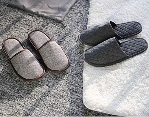 ITODA Portable Travel Slippers Folding Open Toe Sandals Non-Disposable Spa Hotel Slippers Washable Cotton Party Guest Room Indoor Shoes Women Men Business Anti-skid Trip Flight Slipper (Grey 2) — view 4
