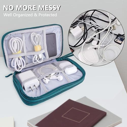 Teskyer Travel Cable Organiser Bag, Travel Essential, Dark Green — view 2