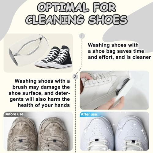 Trainer Washing Machine Bag, Shoe Washing Machine Bag for Washer & Dryer Laundry, Shoe Bags for Washing Machine for All Shoe Types & Sizes, 360° Wrap-Around Cleaning (CREAM - 2PCS) — view 4