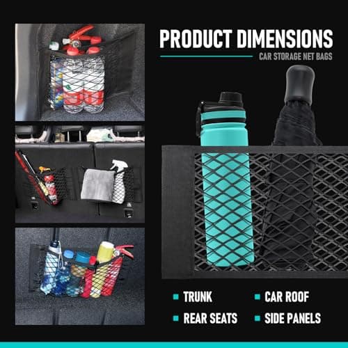 PEAPIN 2 PCS Adhesive Car Boot Storage Net 40x24cm Elastic Mesh Net — view 4