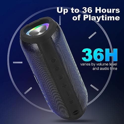 Ykall Bluetooth Speaker 20W, Portable Bluetooth Speaker Wireless with FM Radio, HD Stereo 36-Hours Playtime, IPX6 Waterproof, Wireless Stereo Pairing, With RGB Lights for Outdoor, Travel, Home — view 3