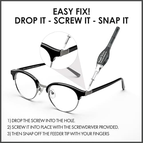 SnapIt Glasses Repair Kit, Eyeglass Repair Kit with Screws 5 Sizes, Screw Replacement Kit & Double-Ended Mini Screwdriver, Portable, Pocket & Bag Friendly, Travel Friendly, Black — view 5