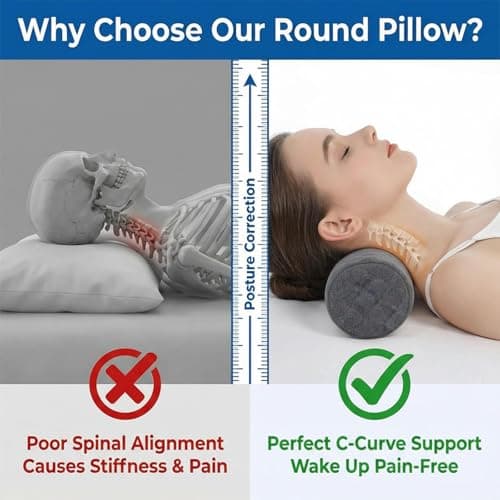 Pyxovixar Cervical Neck Roll Memory Foam Pillow,Removable Cover17*4.7" — view 4