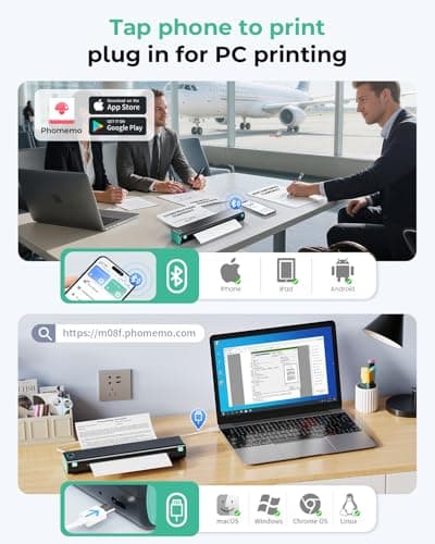 Phomemo Thermal Printer A4 with Bag, M08F Portable Printer for Laptop Phone — view 2