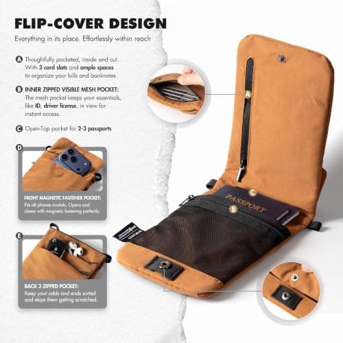 VULKIT Multifunctional Crossbody Phone Bags Lightweight Nylon Shoulder Bag RFID Blocking Family Passport Holder for Men Women Teenagers Outdoor Travel Casual Daily — view 6