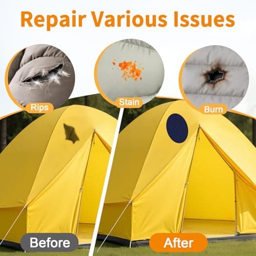 Self-Adhesive Nylon Tent Repair Kit Patches, 51PCS Waterproof Fabric Repair Tape for Camping Gear, Sleeping Bag - No-Sew Instant Invisible Patches for Clothing, Down Jacket, Puffer Coats (Dark Blue) — view 2
