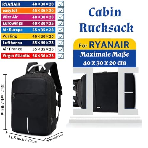 Anti-theft Cabin Bag with Combination Lock, Ryanair Cabin Bags 40x30x15 — view 2