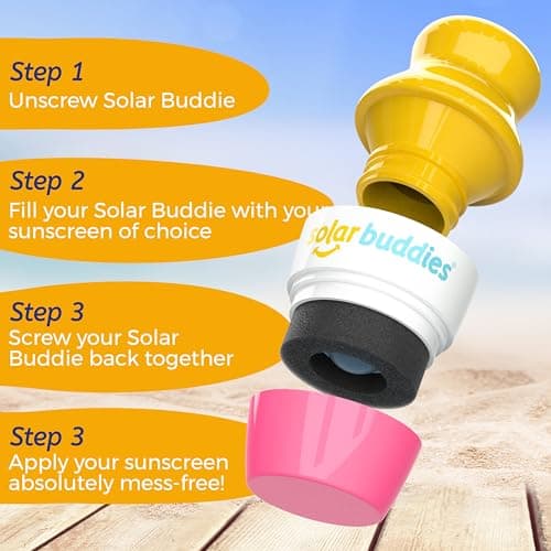 Solar Buddies Refillable Roll On Sponge Applicator For Kids, Adults, Families, Travel Size Holds 100ml Travel Friendly for Sunscreen, Suncream and Lotions (Pink, Pink) — view 5