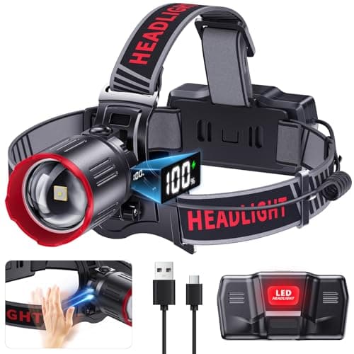 ET Super Bright LED Head Torch Rechargeable, 100000 Lumens Headlamp