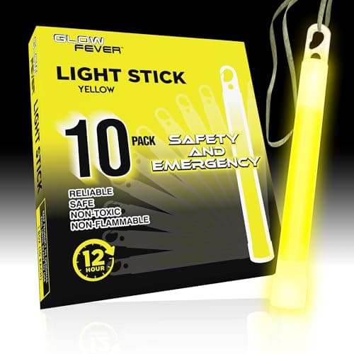 Glow Fever Glow Sticks Bulk, Emergency Safety Military 6'' Lightsticks, Light Up Ultra Bright With 12 Hours Duration For Hiking Party Camping Blackouts Hurricane Shelter Survival Kit (Yellow, 10PCS) — view 3