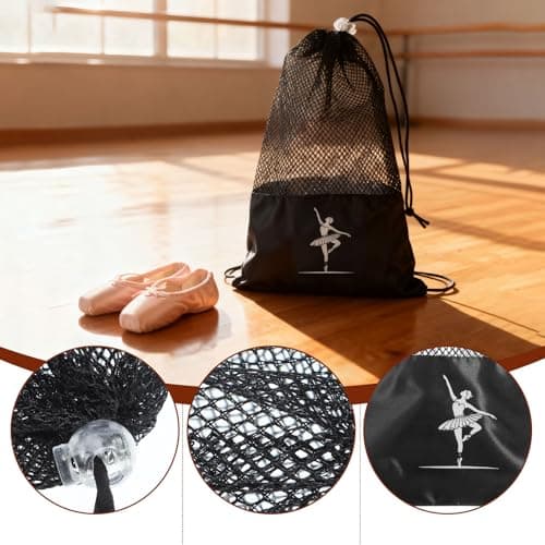 Dance Shoe Bag Drawstring Lightweight Ballet Pointe Shoe Storage Pouch — view 3