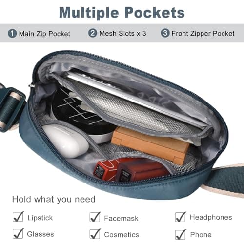 DMLuna Small Crossbody Bags for Women Trendy, Lightweight Waist Pack for Women & Men, Mini Belt Bag, Waist Bag with Adjustable Strap for Running Workout Traveling, Peacock Blue — view 4