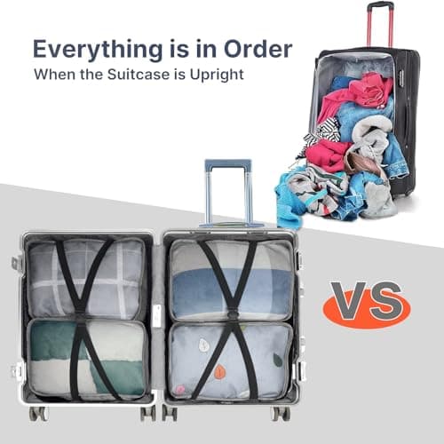 Extra Large Packing Cubes 6 PCS, 62x40x15CM Same Size Suitcase Organiser Bags, Mesh Packing Cubes for Suitcases Extra Large Set Only (Light Gray, 6 x XXL) — view 6