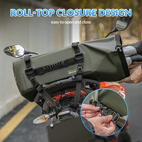 ROCKBROS Motorbike Tail Bag 100% Waterproof Motorcycle Saddle Bag Motor Rear Trunk with Shoulder Strap Pannier Bag for Luggage Storage, Motorcycling, Riding, Travel 30L Sand Green — view 6