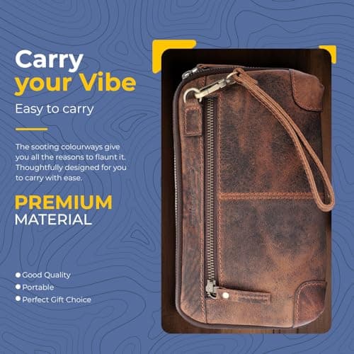 Leatherganic Cosmetics Case Travel Organizer Pouch Portable Tech Bag with Zipper Closure Leather Toiletry Bag for Men & Women Cord Storage Case Large Dopp Kit Makeup Bag Handbag Organizer — view 6