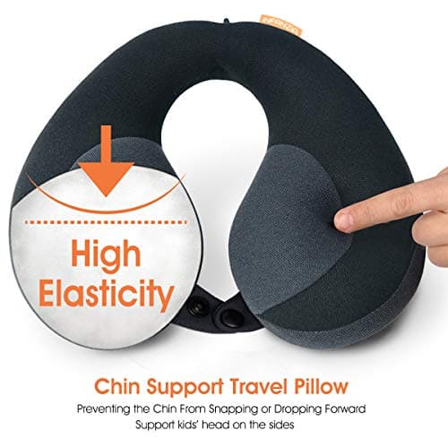 INFANZIA Kids Travel Pillow, Chin Support for Car Seat & Plane, Black — view 3