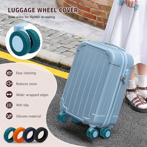 Luggage Wheel Covers, Anti Dust & Scratch, For 2-2.4" wheels - Lake Blue — view 3