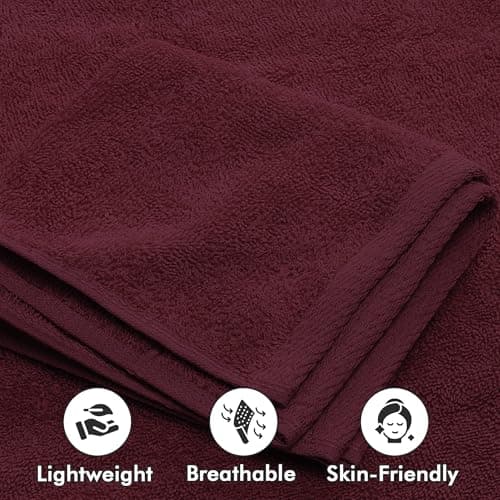 Novo Home Bath Towels Set of 8 – 550 GSM 100% Cotton Burgundy Towel Set Bale Includes 2 Bath, 2 Hand, 4 Face Towels – Soft, Absorbent & Quick Dry Towel for Bathroom, Spa, Kitchen, Hotel Use — view 6