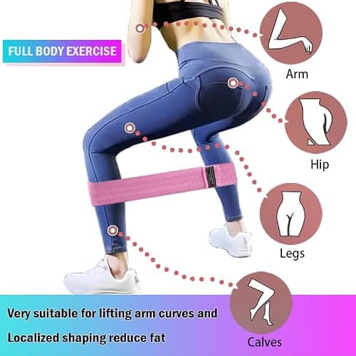 S.ROMZA Fabric Resistance Bands for Working Out Elastic Exercise Band Squats Fabric Exercise Bands for Legs and Butt Pilates,Yoga,Rehab Male and Female Fitness Resistance Bands (Green/Pink/Purple) — view 4