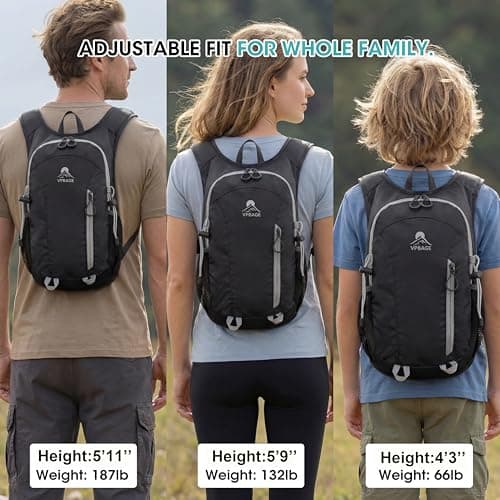 Foldable Small Hiking Backpack with 3 Strap Pockets – Lightweight 300D Spill-proof Daypack for Men Women – Packable Small Travel Backpack with Chest Strap & Trekking Pole Holder – Durable Outdoor Bag — view 6