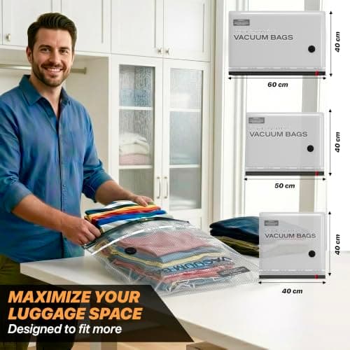 15 Pack Reusable Vacuum Storage Bags for Travel with Wireless Pump - Airline Approved Space Saving Compression Bags for Clothes - Luggage Organiser Set for Suitcases, Holidays and Business Trips — view 4