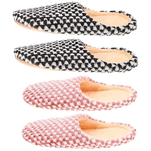 Holibanna Spa Slippers for Guests Matching Slippers for Couples 2 Pairs Indoor Guest Slippers with Non-Slip Quiet Soles Washable Hotel Slippers for Bedroom Travel Holiday Use