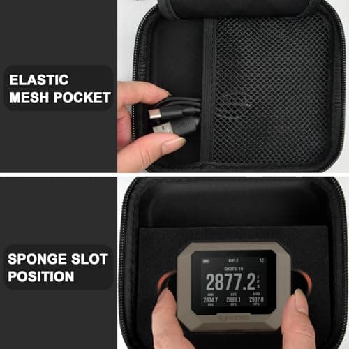 PAIYULE Case for Garmin Xero C1 Pro Chronograph, Range Shooting Chronograph Ballistic Precision Travel Organizer, Storage Holder with Mesh Pocket fit Cable, Porable Charger (Bag Only)(Black) — view 5
