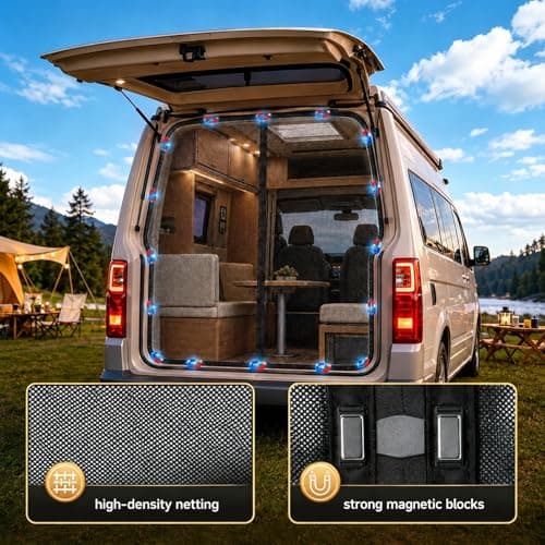 Normodic Mosquito Net Magnetic for VW T5 T6, Tailgate Fly Screen with Magnetic Closure, Rear Door Mesh Screen Van Bug Protection, Boot Sun Shade Netting Mesh Curtain for Outdoor Camping Travel — view 2