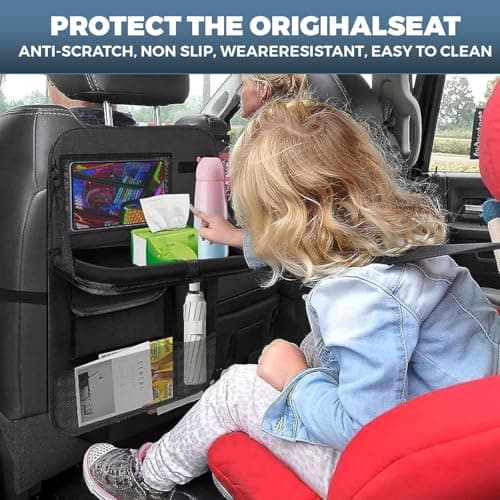 2-Pack Car Seat Storage Bags, Kids Car Backseat Organizer with Foldable Table Stand, Equipped with Car Seat Center Storage Net, Multi-purpose Car Storage Bags for Toys, Snacks, Travel Essentials — view 6