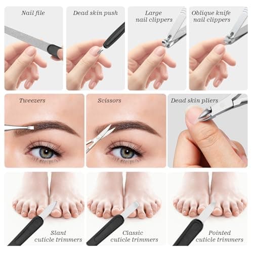 Manicure Set 10pcs Professional Nail Clippers Kit Pedicure Care Tools-Stainless Steel Grooming Tools for Travel-Brown — view 4