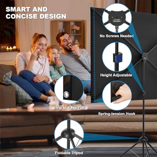 Projector Screen and Stand, Portable Projector Screen, 120 Inch 16:9, Outdoor Projection Screen, 1.2 Gain, 160 Degrees View Angle, 2 Mounting Modes, Fast Setup, Idea for Home Cinema, Backyard Party. — view 4
