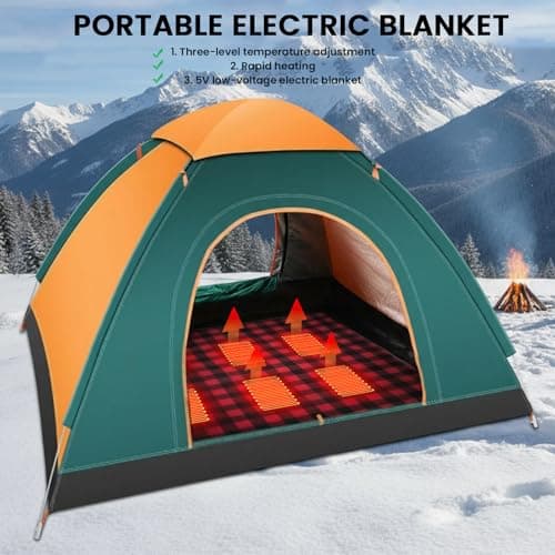 USB Heated Sleeping Mat, 3-Level Adjustable Temperature Camping Heating Pad with 6 Heating Zones, Waterproof Electric Warm Sleeping Bag Liner for Cold Weather Hiking Backpacking — view 4
