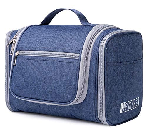 Large Hanging Toiletry Wash Bag Travel Makeup Cosmetic Organizer for Men Women by WANDF (Denim Navy Blue) — view 4