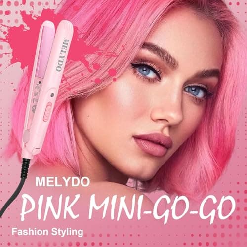 MELYDO Mini Hair Straightener for Short Hair, Small Travel Size Ceramic Straighteners, Quick and Easy Hair Styling, Dual Voltage and UK Plug, 1.8m/6ft Wire, Pink — view 6