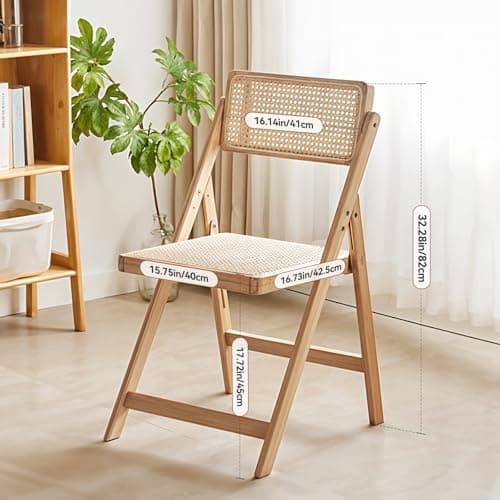Warmiehomy Rattan Folding Dining Chairs Set of 2, No Assembly Required — view 3