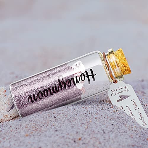 Honeymoon Sand Keepsake Jar Glass Bottle Cylinder Honeymoon Glass Jar with Cork Lid Souvenir for Diy Crafts, Travel, Bride or Newlywed Couple, Wedding Engagement, 55 ml (2 Pieces) — view 6