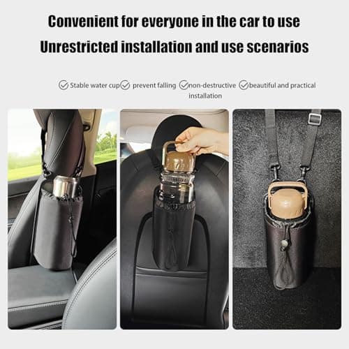Car Water Bottle Holder, Adjustable Drawstring Design, 25x13cm, Car Cup Holder Drawstring Bag, Vehicle Cupholder Pouch, Sturdy And Lightweight Material, For Commuting, Travel, Or Road Trips — view 5