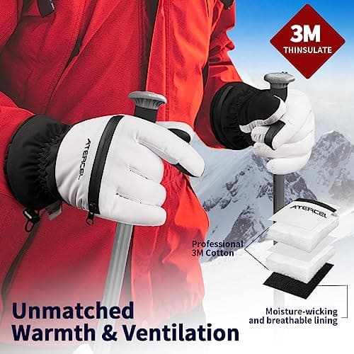 ATERCEL Waterproof Ski Gloves - 3M Thinsulate Warmth, Touchscreen — view 2