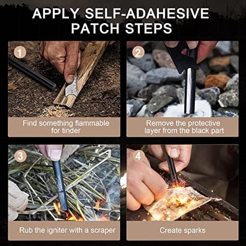 Amtier Fire Steel Flint Survival, Fire Starter Set for Outdoor Survival Camping, Magnesium Ferrocium Rod Firesteel with Scale Scraper & Burning Cotton, Outdoor Emergency Survival Tool for Travel — view 6