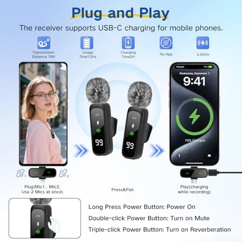 Vlogging Kit for iPhone/Android,180CM Selfie Stick Tripod for Smartphone with 2 Lights and 2 Microphone,Content Creator Starter Kit — view 3