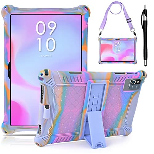 KATUMO Universal Silicone 10.1 inch Tablet Case, Rose Red+Purple