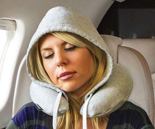Globe Trek Soft Comfortable Hooded Neck Travel Pillow U Shape Airplane Neck Support Cushion with Hoodie — view 2
