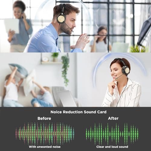 Wantek USB Headset with Microphone for PC Laptop, Adjustable Noise Cancelling Business Office Headsets — view 3