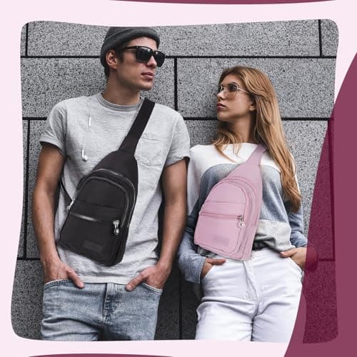 2PCS Sling Chest Bags for Women Men Waterproof Nylon Crossbody Bag — view 2