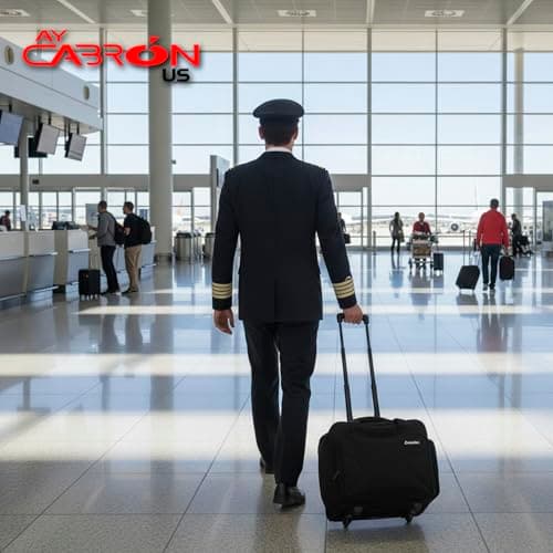 Ay Cabron™ Professional-Grade Pilot Flight Deck Trolley Bag – MADE BY PILOTS FOR PILOTS – Lightweight & Water-Resistant | Airbus & Boeing Compatible., Black, L, With Trolley — view 6